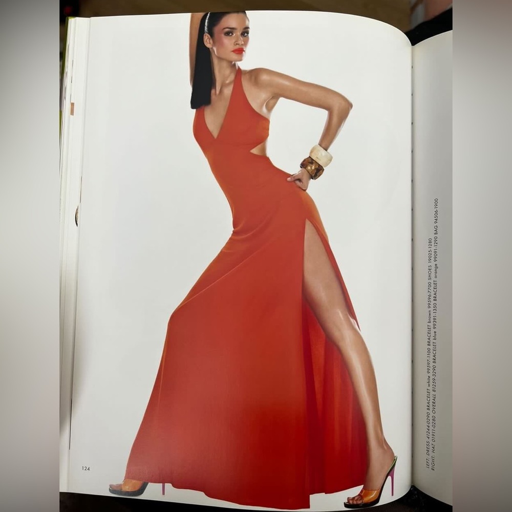 ISO ESCADA orange floor length halter maxi dress